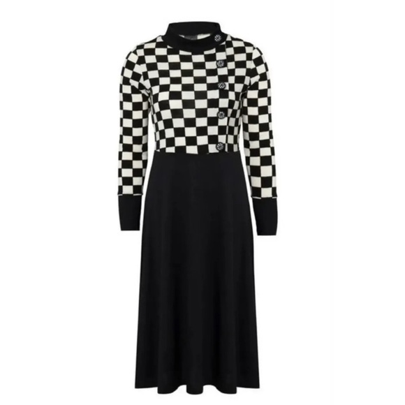 Voodoo Vixen Dresses & Skirts - Voodoo Vixen RETRO 50'S Tattoo Margie Ray Checkered knit Dress Size medium pinup